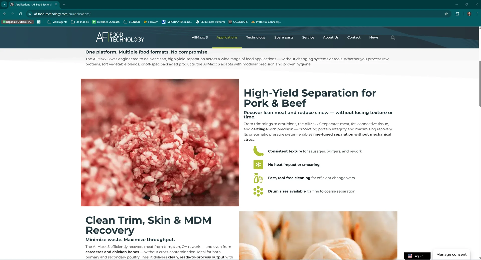 AF Food Technology — Applications-Seite